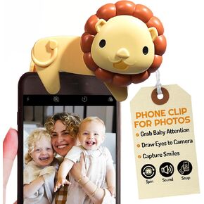 Looky Lou - Engaging Lion Rattle & Phone Clip - Capture Perfect Smiles & Cherished Family Photos - Safe, Stylish, Durable - Fits All Phones - Ideal Unique Gift Idea - Colorful, Compact & Versatile