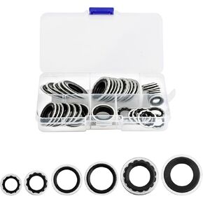 Zekrom Air Conditioning Compressor Port Seal Washer Kit, 45 Pieces A/C Gasket Assortment, Car AC Compressor Washer Seals Bonded Seal Gasket Assortment