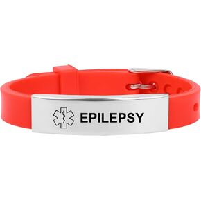 Medical Alert Bracelet for Women Men, Adjustable Medical Alert ID Silicone Wristband for Diabetic D.N.R Pacemaker Epilepsy