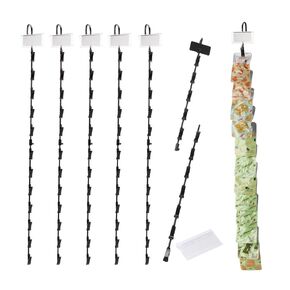 12 Pack Hanging Merchandise Strips with Hooks, 32.3" Long Metal Hanging Display Strip with Label Header and 12 Clips for Snack Candy, Retail Display Rack for Party Concession Stands Store