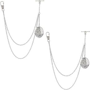 SUPERFINDINGS 2PCS Flower Pocket Watch Chain Brass Detachable Locket Pendant Watch Chain T-Bar Watch Chain for Men Suit Shirt Coat Jacket