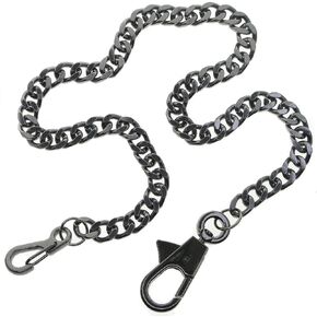 Pocket Watch Chain Albert Chain Gunmetal Black Color Heavy Metal 7 MM Thick Cuban Curb Link Chain with Swivel Lobster Clasp FC82