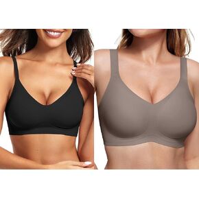 Vertvie Seamless Bra(Black,S)+Support Bra(Grey,S)