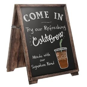 Excello Global Products 13" x 17" Wooden A-Frame Chalkboard, Double-Sided Magnetic Surface, Great for Counters and Tables.