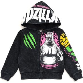 Godzilla Fleece Vintage Wash Matching Family Zip Up Hoodie Toddler to Adult Sizes (4T - 2XL)