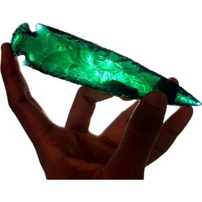 Obsidian Green Arrowhead Ancient Point Translucent Native Glass Arrowhead Size - 4 Inch