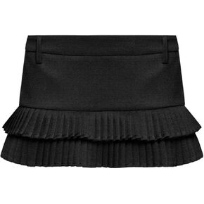 Pleated Skirts for Women Double Ruffle Mini Skirt Low Rise Sexy Pleated Skort for Going Out and Layered Ruffle Skirt