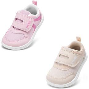 Toddler Wide Toe Box Shoes Girls First Walking Barefoot Shoes Water Pink & Beige Toddler Size 6