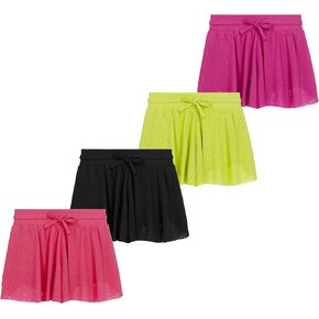 4-Pack Girls’ Mesh Athletic Butterfly Shorts – Lightweight Sports Shorts for Girls with Lining & Drawstring Waistband