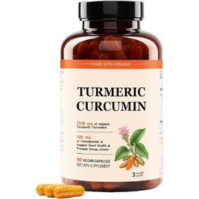 Curcumin Turmeric 2250 mg - 95% Curcuminoids, Turmeric Supplement Improved Absorption - Daily Joint & Immune Support - Vegan, Non-GMO,90 Capsules (1pcs)