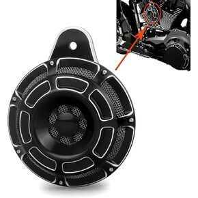 CNC Billet Aluminum Horn Cover for Harley Big Twin, Street Glide,Road King, Electra Tour Glide CVO, 1991-2024 (Beveled style, BLACK)