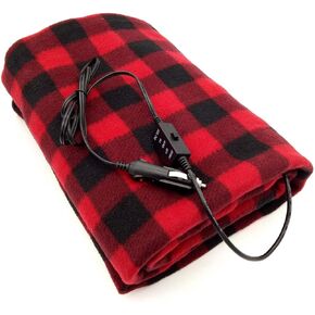 Car Electric Blankets 12V Heated Travel Blanket for Car Shearing Plush 57" X 39.3" (Red)