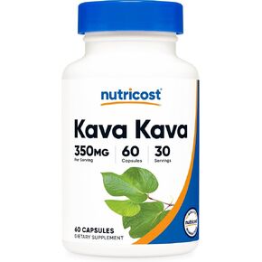 Nutricost Kava Kava Capsules 350 ملغ لكل وجبة ، 60 كبسولة ، 30 حصص - غير المعدلة وراثيا ، نباتي