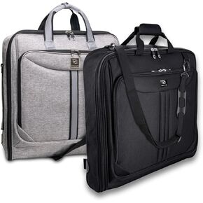 Suit Carry On Garment Bag Bundle with Gray and Black Bag for Travel & Business Trips with Shoulder Strap