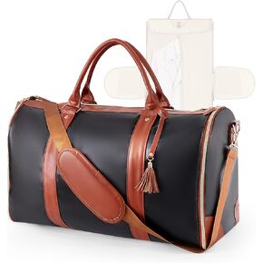 أكياس Geestock للملابس للسفر ، Pu Leather Carry on Garment Duffle Bag للنساء مع حقيبة الأحذية ، 2 في 1 حقيبة سفر قابلة للتحويل (Pink)