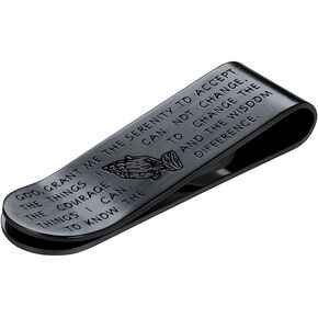 Mens Silver Money Clips for Cash Minimalist Business Card Holder Praying Hand Design Stainless Steel Birthday Gift for Father