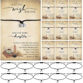 Tondiamo 20 Sets Book Lover Gifts for Women Book Club Gifts Bookworm Bracelet with Wish Card Just One More Chapter Librarian Appreciation charm Bracelet for Women Reading Lover