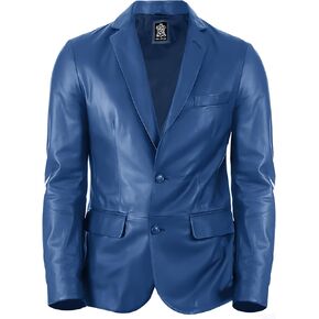 Lambskin Mens Leather Blazer 2 Button Sport Coat- Real Lambskin Leather Blazers for Men Premium Leather Coat
