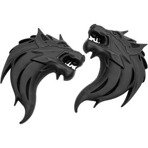 Juren 2pcs اليسار يمينًا ثلاثي الأبعاد للذئب المعدني للدراجات النارية الجانبية للتصميم الخلفي لتصميم الشارة شارة الشارة (بني)