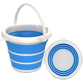 GOLDFOX Collapsible Bucket-10L (2.6 Gallon) Bucket for Cleaning with Handle-Folding Foldable Portable Plastic Water Supplies,Collapsible Bucket for Car Wash Camping Garden - Blue