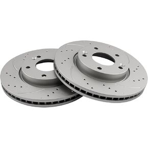 KAC - دوارات فرامل القرص | مجموعة Brake Kit for Kia 2005-2010 Sportage ، Hyundai 2005-2009 Tucson ، Hyundai 2003-2006 Tiburon ، Hyundai 2007-2008 Tiburon 2.0L ، Resplication Brake Rotors ، 31337