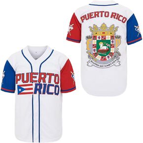 Men's Puerto Rico Baseball Jersey Vintage Embroidered Retro Hip Hop Jersey Stitched in Kuwait