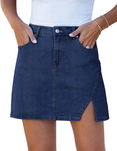 luvamia Jean Skirts for Women Denim High Waisted Stretchy Denim Skirt with Slit Trendy Casual Slim Fit Short Skirts in Saudi Arabia