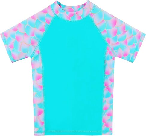 Girls Rash Guard Swimsuit من قطعتين بدلة السباحة UPF 50+ Sun Proction Short Summer Beach Swimwear Size 5-14 Years in Kuwait