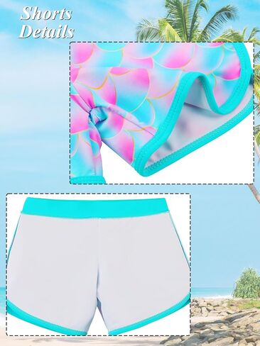 Girls Rash Guard Swimsuit من قطعتين بدلة السباحة UPF 50+ Sun Proction Short Summer Beach Swimwear Size 5-14 Years in Kuwait