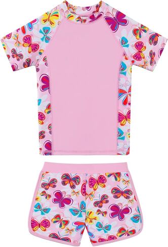 Girls Rash Guard Swimsuit من قطعتين بدلة السباحة UPF 50+ Sun Proction Short Summer Beach Swimwear Size 5-14 Years in Kuwait