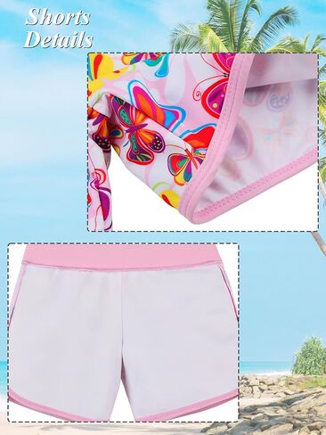 Girls Rash Guard Swimsuit من قطعتين بدلة السباحة UPF 50+ Sun Proction Short Summer Beach Swimwear Size 5-14 Years in Kuwait