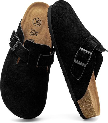 Women's Suede Clogs Men's Slip-On Mules Non-Slip Potato Shoes Arch Support Sandals with Adjustable Buckle for Indoor & Outdoor Use in Saudi Arabia
