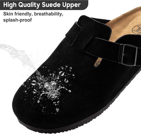Women's Suede Clogs Men's Slip-On Mules Non-Slip Potato Shoes Arch Support Sandals with Adjustable Buckle for Indoor & Outdoor Use in Saudi Arabia