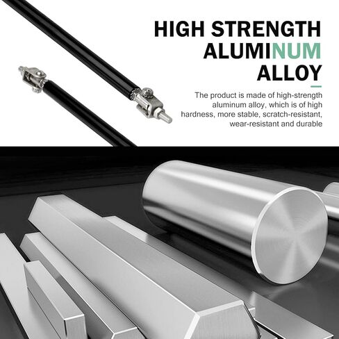 2 PCS Adjustable 8"-11" Bumper Lip Splitter Rods, Aluminum Alloy Front Splitter Strut Rods, Sporty Bumper Lip Reinforcement Accessories, Front Lip Support Rods for Most Cars (Black) in Kuwait