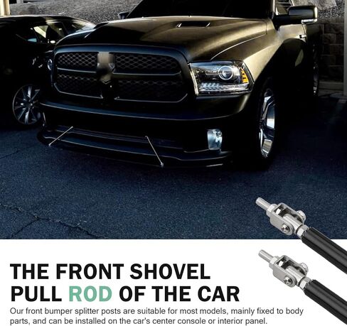 2 PCS Adjustable 8"-11" Bumper Lip Splitter Rods, Aluminum Alloy Front Splitter Strut Rods, Sporty Bumper Lip Reinforcement Accessories, Front Lip Support Rods for Most Cars (Black) in Kuwait