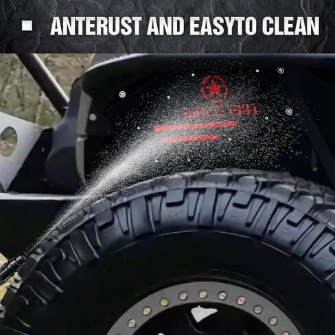 لـ Wrangler JK بطانات الرفارف الداخلية الأمامية والخلفية واقيات الطين الخلفية المتوافقة مع أبواب 2007-2018 Jeep Wrangler JK & JKU 2/4، غطاء جيد لعجلة شعار النجمة البيضاء المائلة بطانات مضيئة (4 قطع) in Kuwait