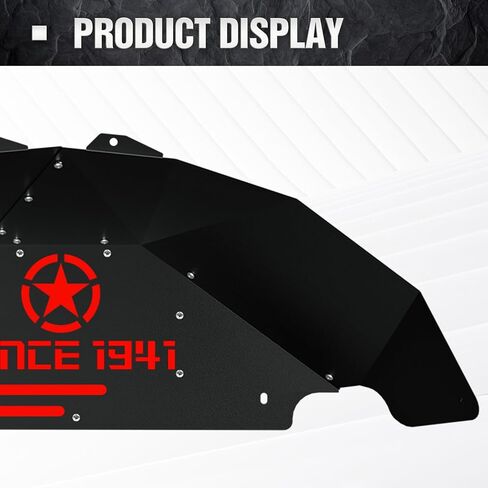 لـ Wrangler JK بطانات الرفارف الداخلية الأمامية والخلفية واقيات الطين الخلفية المتوافقة مع أبواب 2007-2018 Jeep Wrangler JK & JKU 2/4، غطاء جيد لعجلة شعار النجمة البيضاء المائلة بطانات مضيئة (4 قطع) in Kuwait