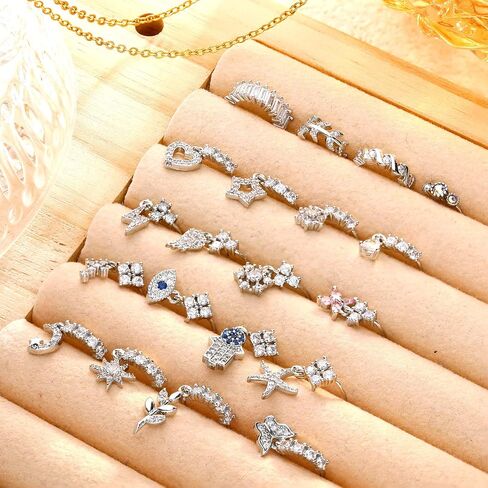 junkin 20 pcs حل حلقات الأنف للنساء ، 20 جرام من الذهب/الفضة دانقة خاتم الأنف طوق متدلي بالمجوهرات الثقب للنساء in Saudi Arabia