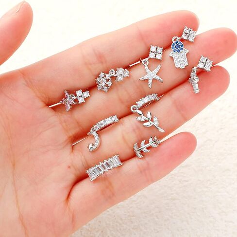 junkin 20 pcs حل حلقات الأنف للنساء ، 20 جرام من الذهب/الفضة دانقة خاتم الأنف طوق متدلي بالمجوهرات الثقب للنساء in Saudi Arabia