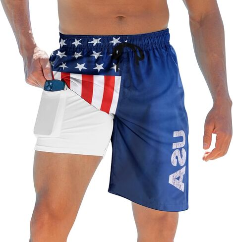 ALISISTER Mens Swim Trunks with Compression Liner Bathing Suit Summer Swimming Shorts in Saudi Arabia