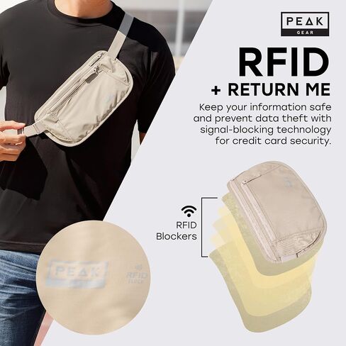 حزام أموال الذروة للسفر - حجم كبير مع حظر RFID ، نايلون مقاوم للماء ، وسوستة YKK (بيج ، كبيرة) in Saudi Arabia