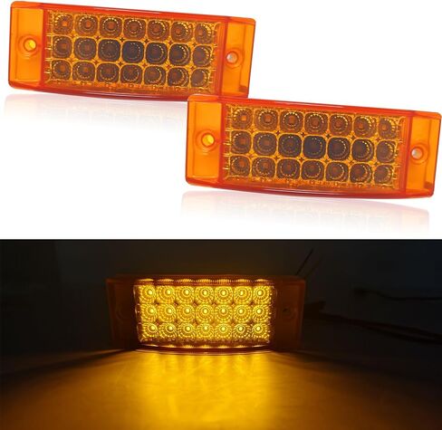 2pcs 6" 21 LED Rectangle Lateral Marker Lights, Clear Marker Lights, Trailer Lights 12V 6x2 Rectangle Surface Mount, IP68 Waterproof for Trucks Trailers Campers Boats Vessels (Yellow) in Saudi Arabia