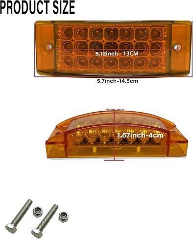 2pcs 6" 21 LED Rectangle Lateral Marker Lights, Clear Marker Lights, Trailer Lights 12V 6x2 Rectangle Surface Mount, IP68 Waterproof for Trucks Trailers Campers Boats Vessels (Yellow) in Saudi Arabia