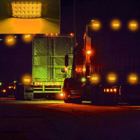 2pcs 6" 21 LED Rectangle Lateral Marker Lights, Clear Marker Lights, Trailer Lights 12V 6x2 Rectangle Surface Mount, IP68 Waterproof for Trucks Trailers Campers Boats Vessels (Yellow) in Saudi Arabia