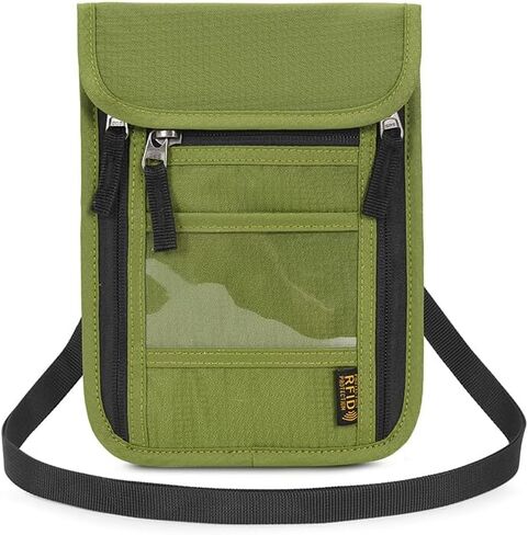 Passport Holder for Travel, Neck Pouch Travel Wallet With RFID Blocking, Waterproof Lightweight Passport Wallet for Women and Men (Khaki) in Saudi Arabia
