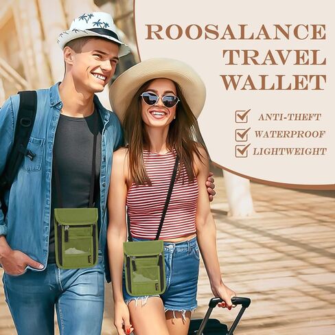 Passport Holder for Travel, Neck Pouch Travel Wallet With RFID Blocking, Waterproof Lightweight Passport Wallet for Women and Men (Khaki) in Saudi Arabia