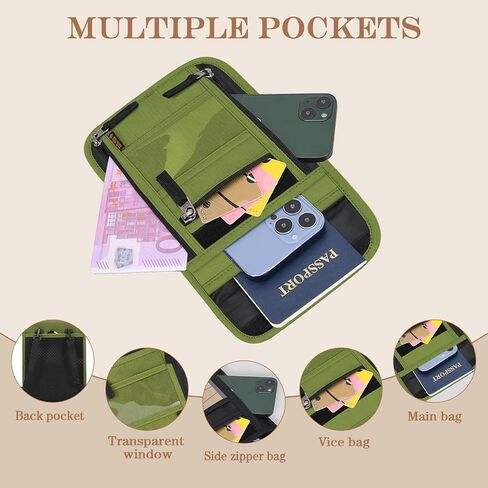 Passport Holder for Travel, Neck Pouch Travel Wallet With RFID Blocking, Waterproof Lightweight Passport Wallet for Women and Men (Khaki) in Saudi Arabia