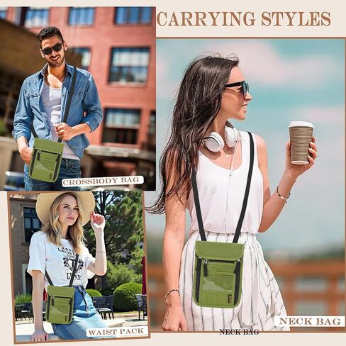 Passport Holder for Travel, Neck Pouch Travel Wallet With RFID Blocking, Waterproof Lightweight Passport Wallet for Women and Men (Khaki) in Saudi Arabia