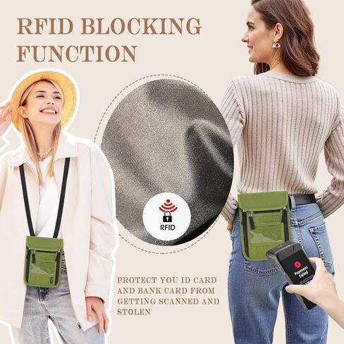 Passport Holder for Travel, Neck Pouch Travel Wallet With RFID Blocking, Waterproof Lightweight Passport Wallet for Women and Men (Khaki) in Saudi Arabia