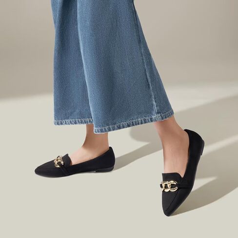 MUSSHOE Women's Loafers Comfortable Fashion Chain Flats Shoes for Women in Saudi Arabia